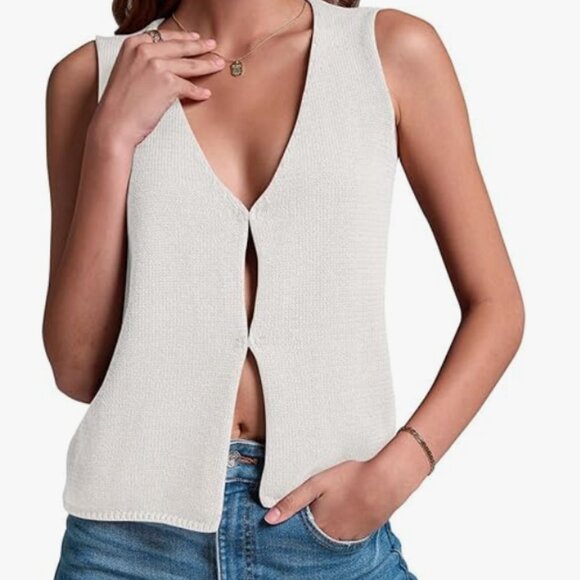 White Crochet Tank Top - Picture 1 of 4